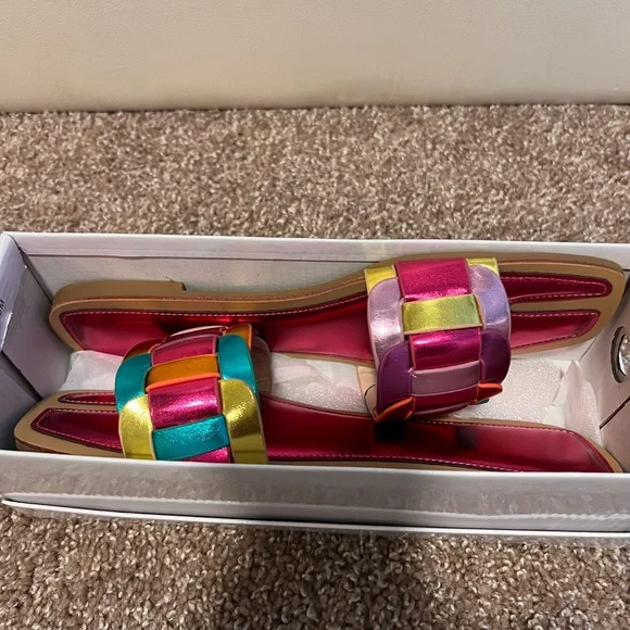 Metallic Multicolor Braided Slide Sandals - Picture 4 of 5